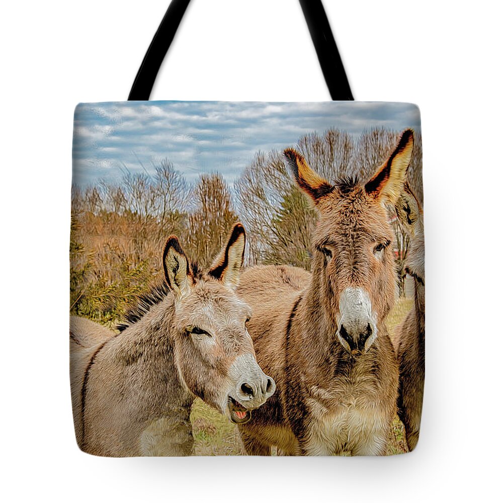 Mules Tote Bag featuring the photograph The Joke's On Me by Marcy Wielfaert