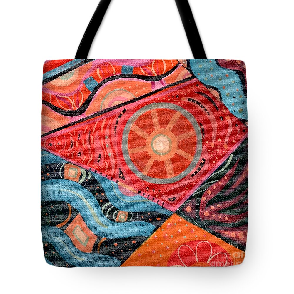 The Joy Of Design Liii By Helena Tiainen Tote Bag featuring the painting The Joy of Design L I I I by Helena Tiainen