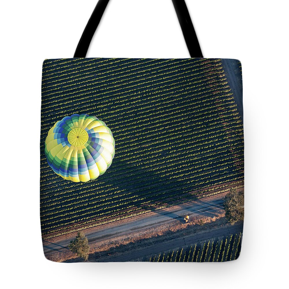 Hot Air Balloon Tote Bag featuring the photograph The Landing by Ana V Ramirez
