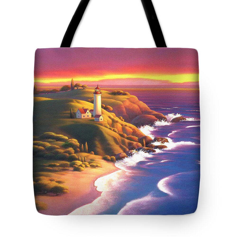 Light House Tote Bag featuring the painting The Light House by Robin Moline