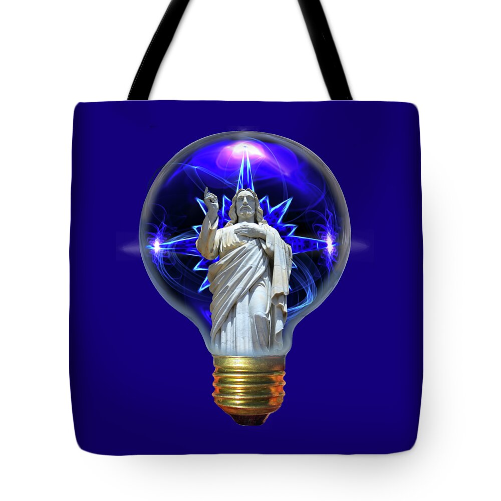Jesus Tote Bag featuring the photograph The Light by Shane Bechler