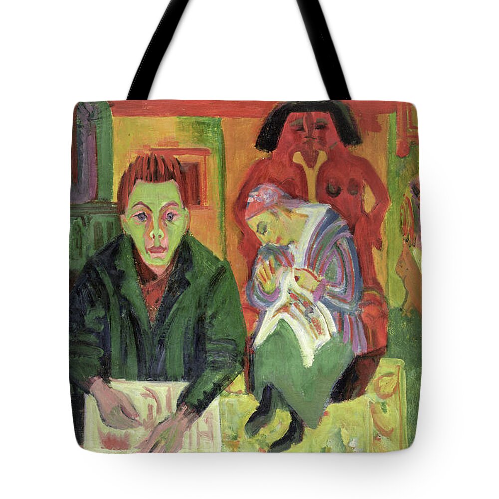 Lover Tote Bag featuring the painting The Living Room, 1920 by Ernst Ludwig Kirchner