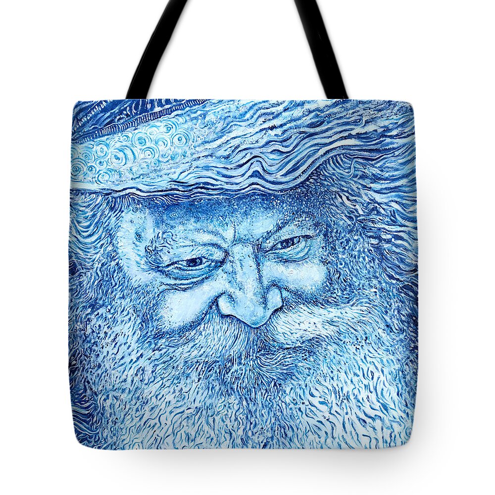 Rabbi Tote Bag featuring the painting The Lubavitcher Rebbe Blue by Yom Tov Blumenthal