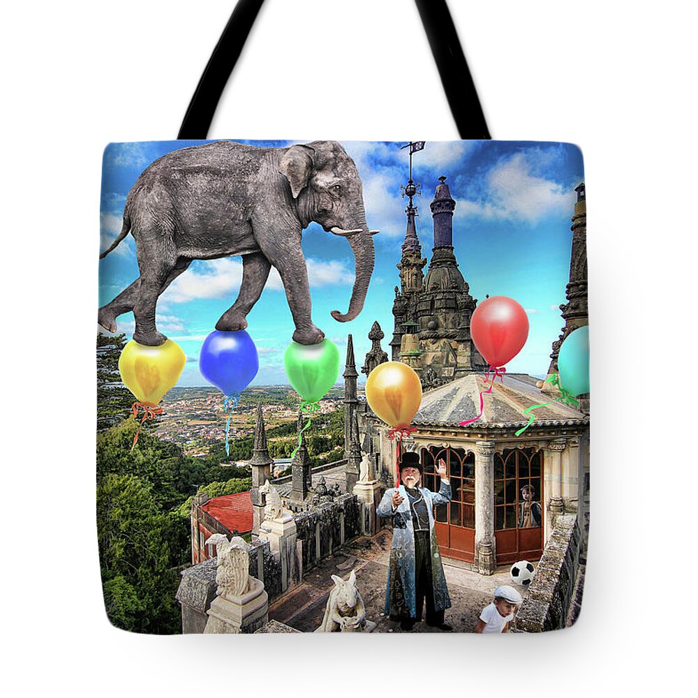 Elephant Tote Bag featuring the photograph The Magician on the Roof by Aleksander Rotner