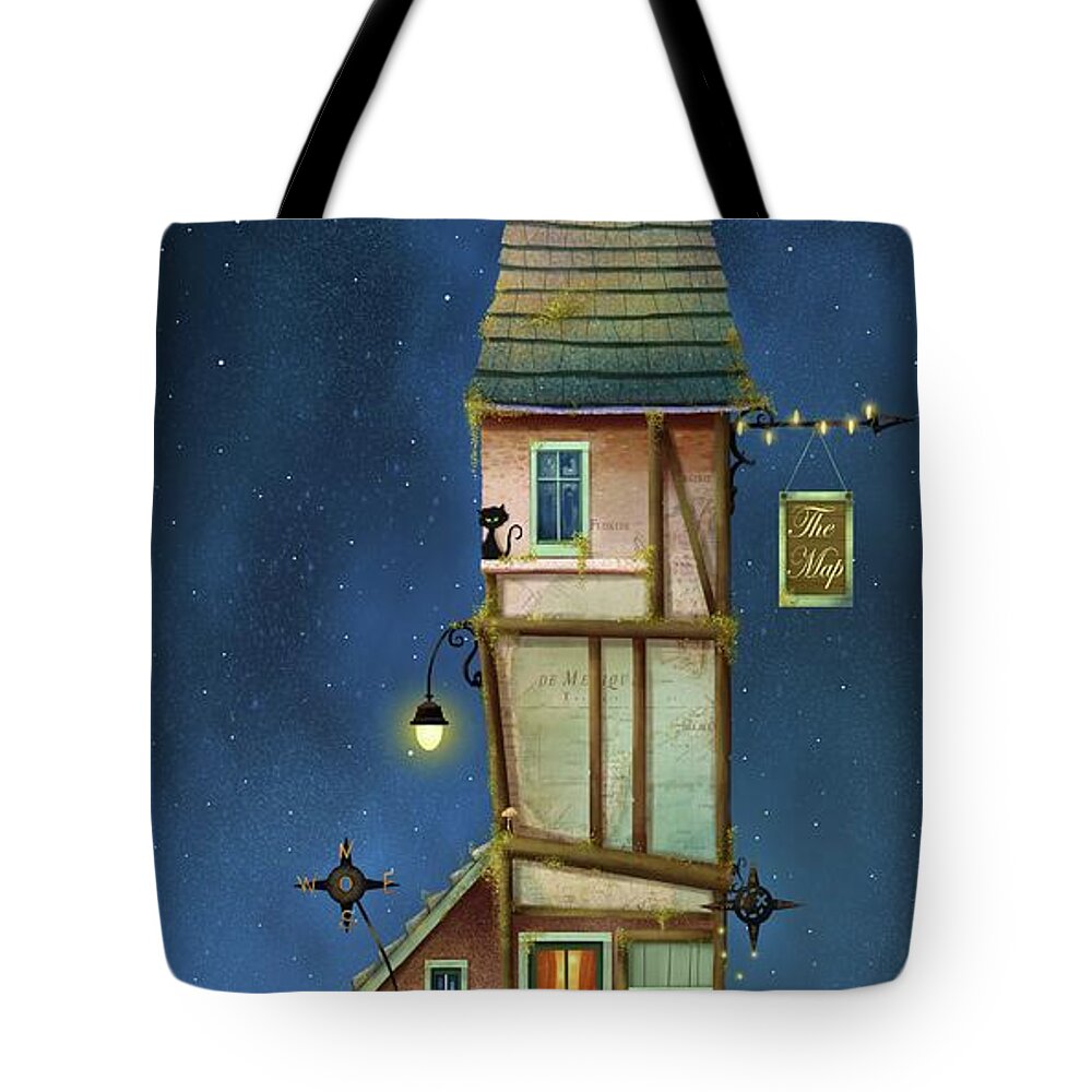 Quirky Tote Bag featuring the painting The Magic Map by Joe Gilronan