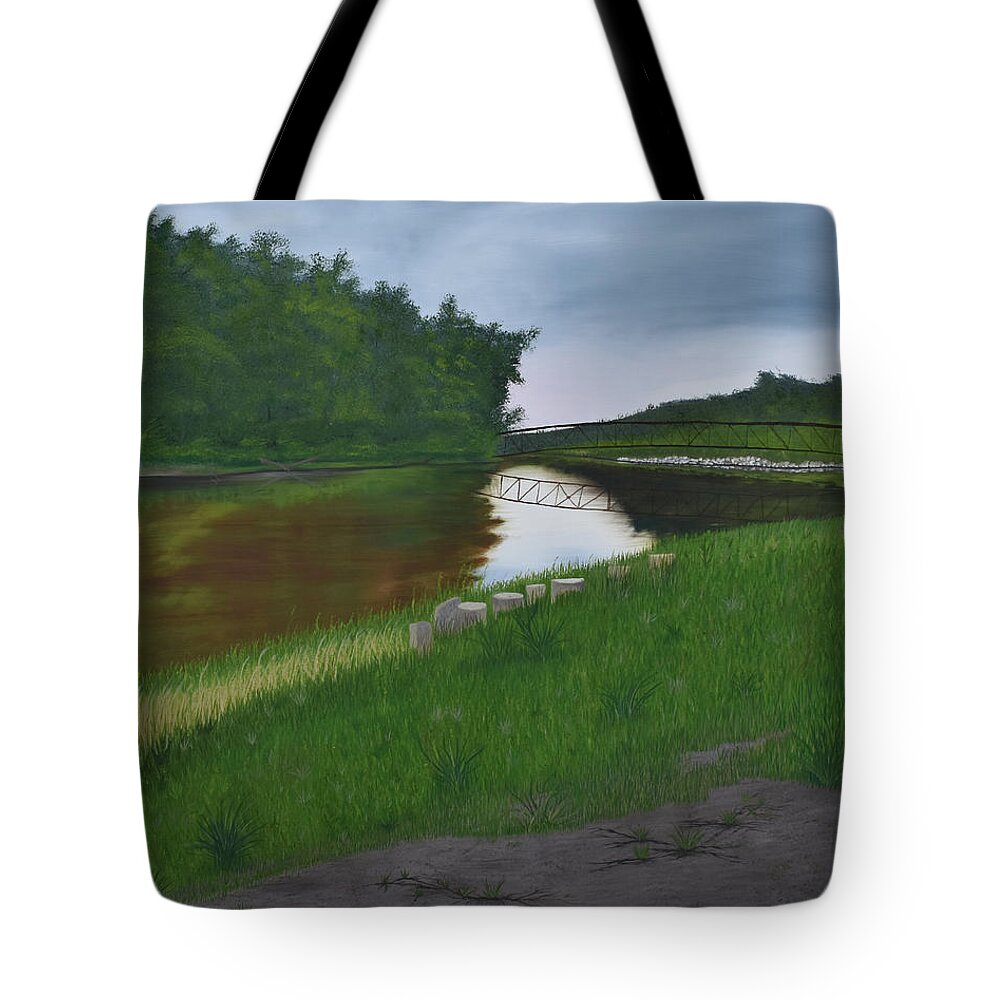 Landscape Tote Bag featuring the painting The Mighty Red by Gabrielle Munoz
