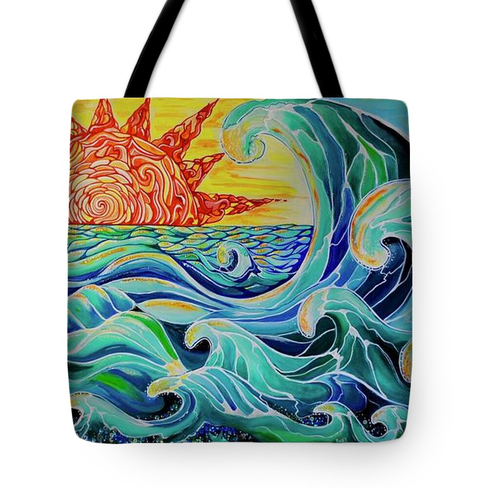 Waves Tote Bag featuring the painting The Mother Wave by Patricia Arroyo