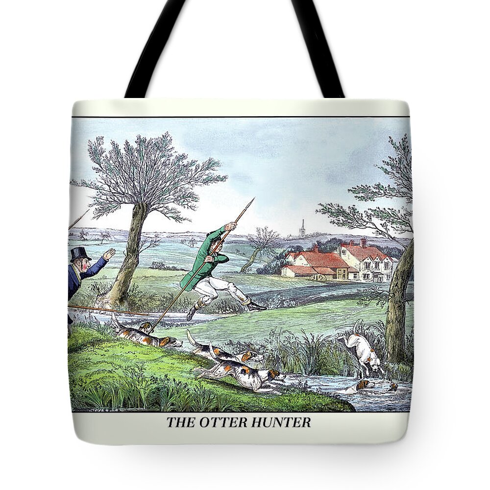 Otter Tote Bag featuring the painting The Otter Hunter by Henry Thomas Alken