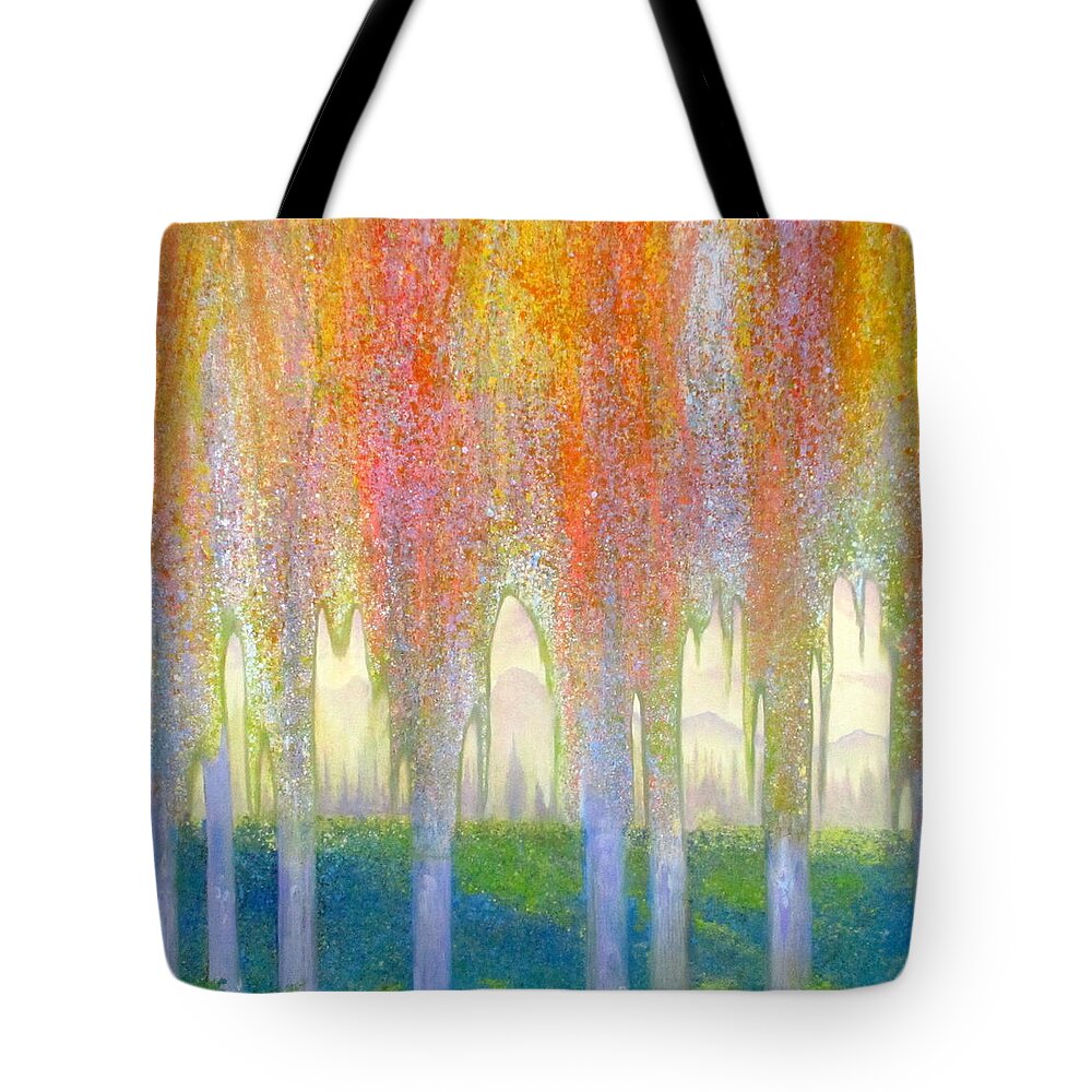 Poplars Tote Bag featuring the painting The Palisades by Gregg Caudell