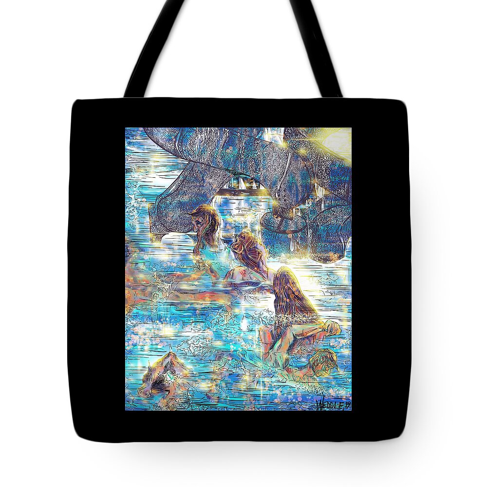 Pool Tote Bag featuring the digital art The Pool by Angela Weddle