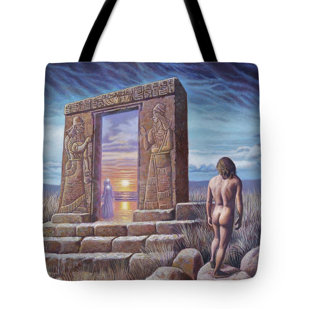 Portal Tote Bag featuring the painting The Portal by Miguel Tio