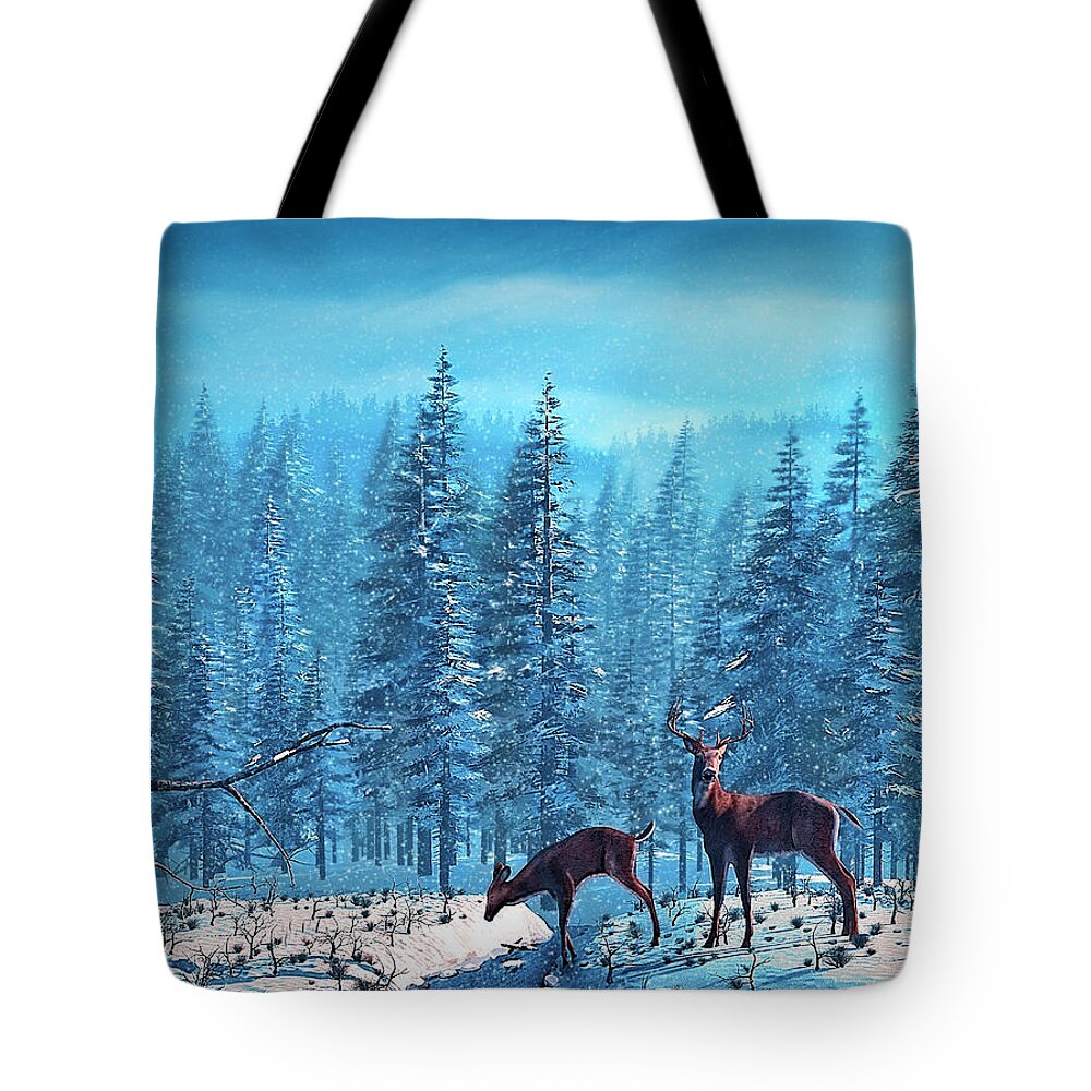 Antler Tote Bag featuring the digital art The Protector by Ken Morris