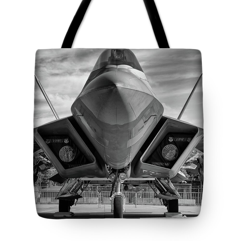 F22 Tote Bag featuring the photograph The Raptor Waits by Chris Buff