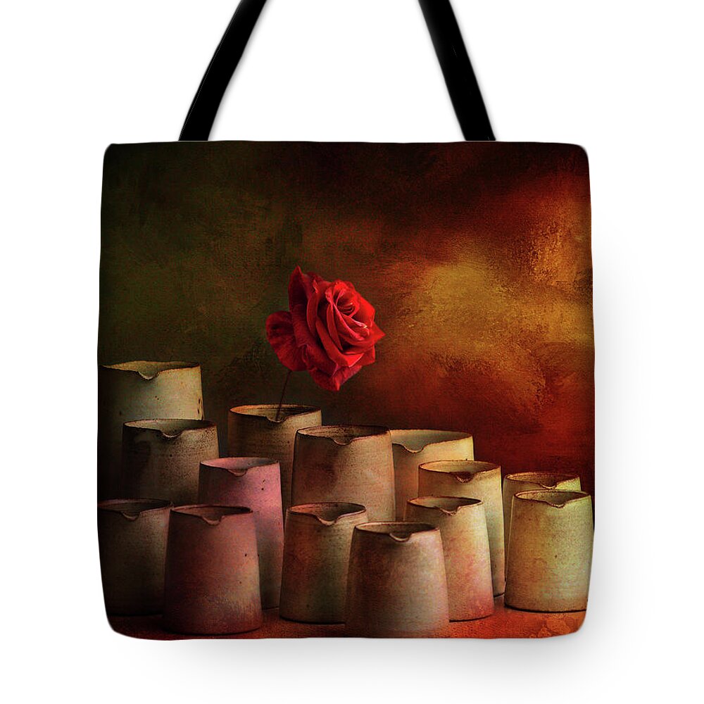 Red Tote Bag featuring the digital art The Red Rose by Cindy Collier Harris