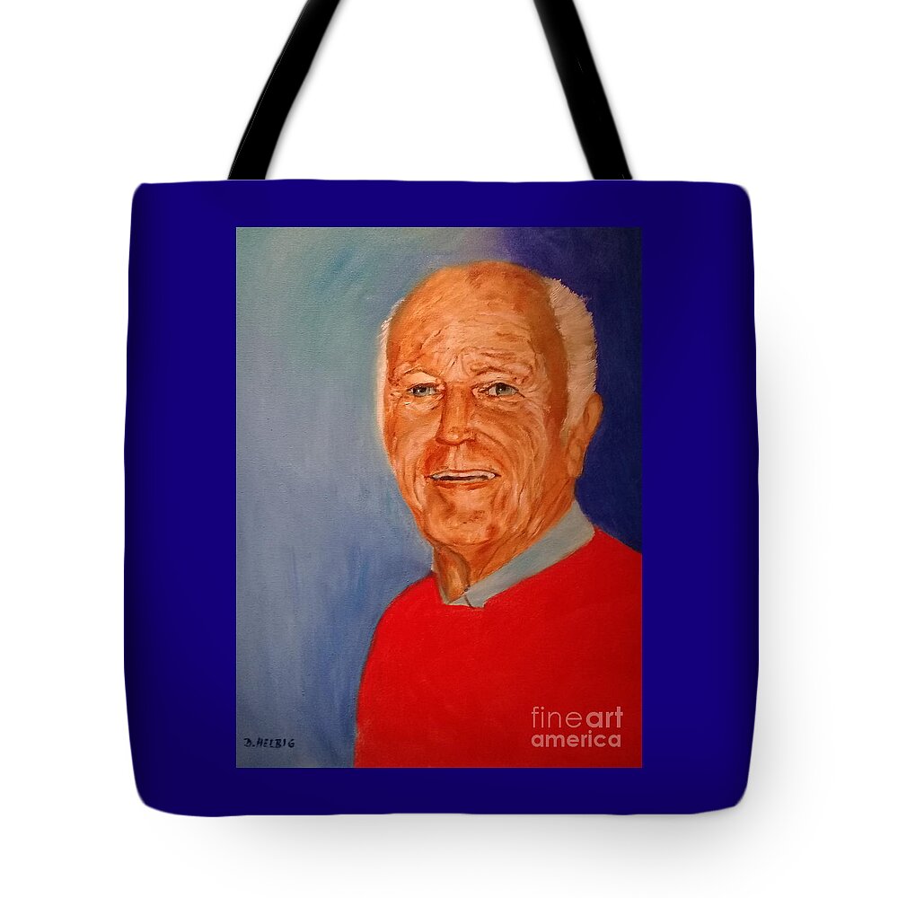 The Reminder - My Companion - A Gentleman In His Best Years - Portrait Tote Bag featuring the painting The Reminder by Dagmar Helbig