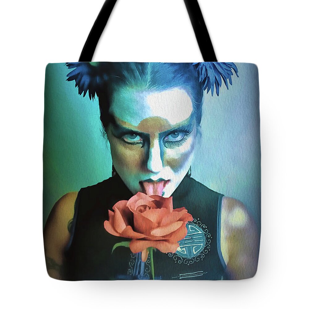 Dark Tote Bag featuring the digital art The Rose by Recreating Creation