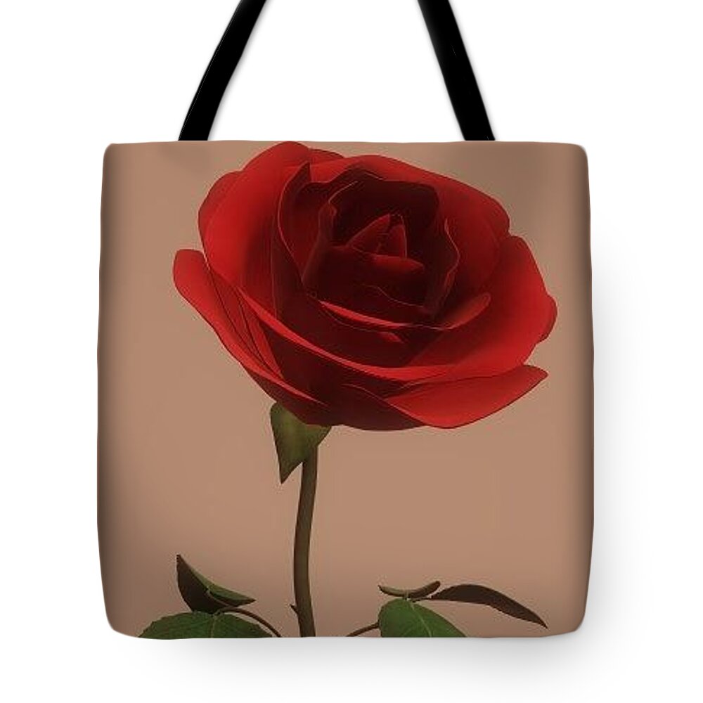 Rose Tote Bag featuring the digital art Red Rose by Teresa Trotter