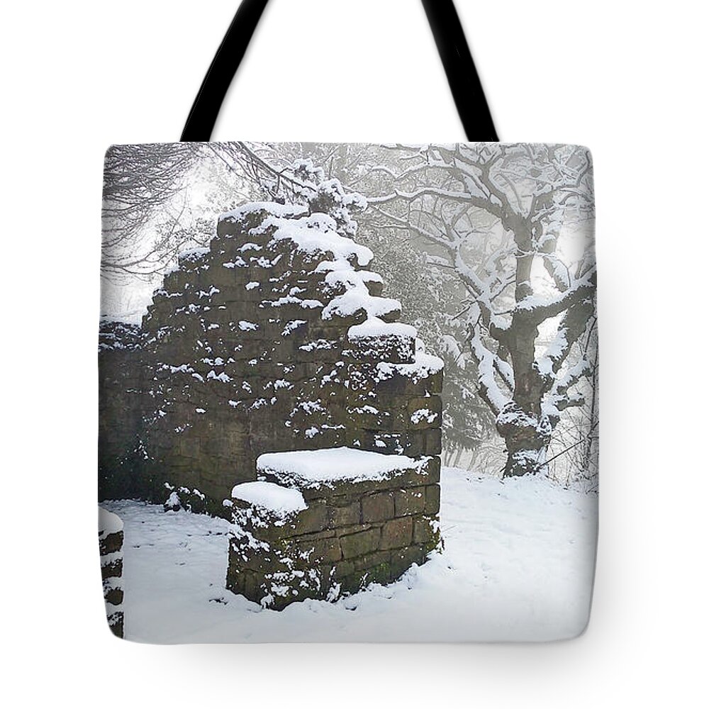 Snow Tote Bag featuring the photograph The Ruined Bothy by Lachlan Main