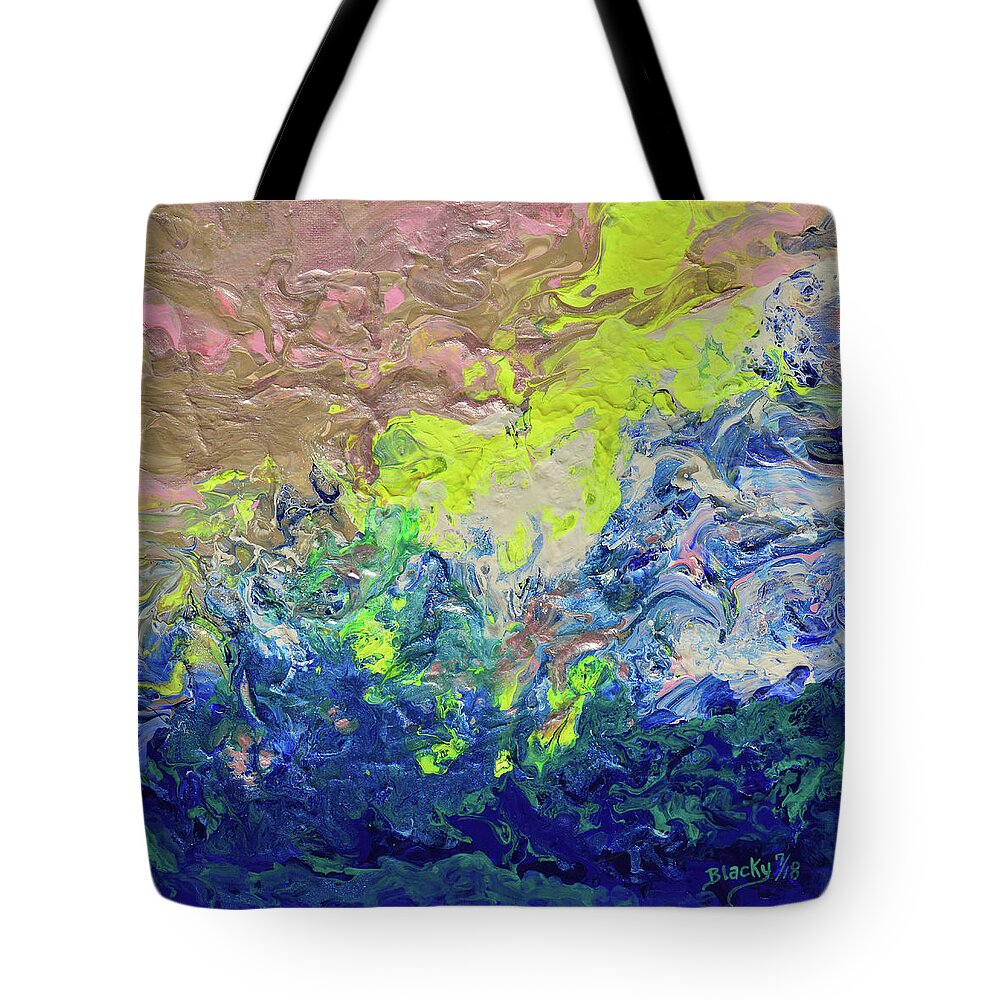 Ocean Abstract Tote Bag featuring the painting The Sea Once Tranquil by Donna Blackhall