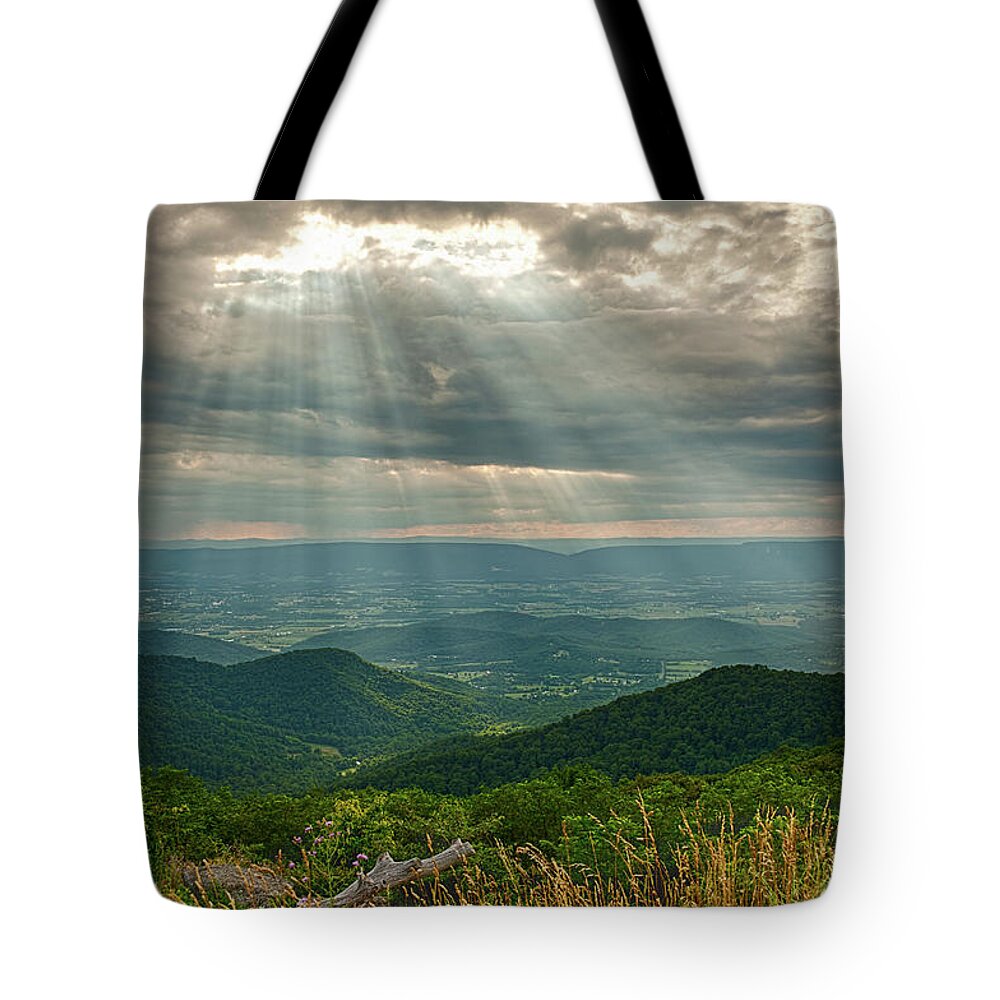Sky Tote Bag featuring the photograph The Shining Valley by Lara Ellis