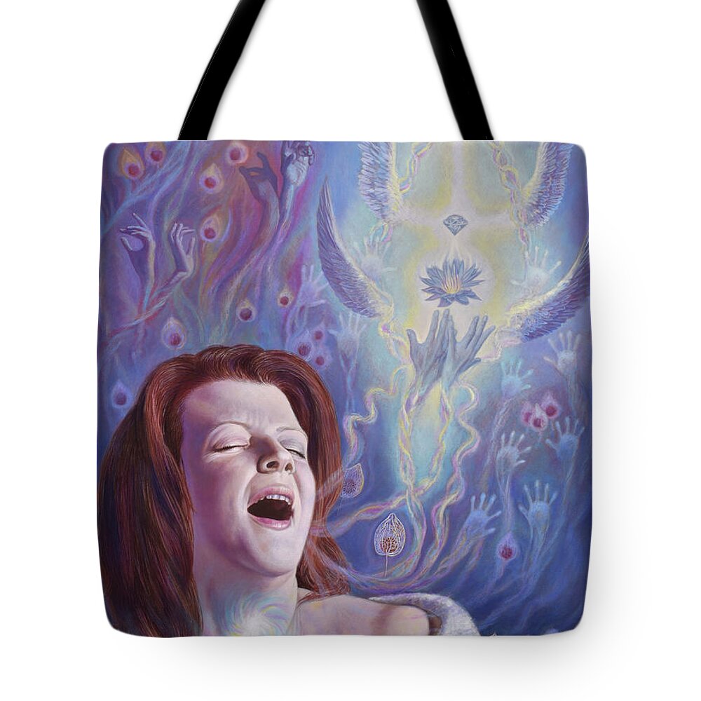 Singer Tote Bag featuring the painting The Singer by Miguel Tio