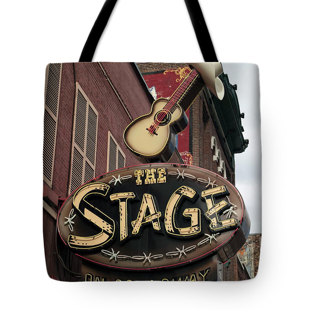 Route 66 Tote Bag featuring the painting The Stage on Broadway, Nashville, Tennessee by 