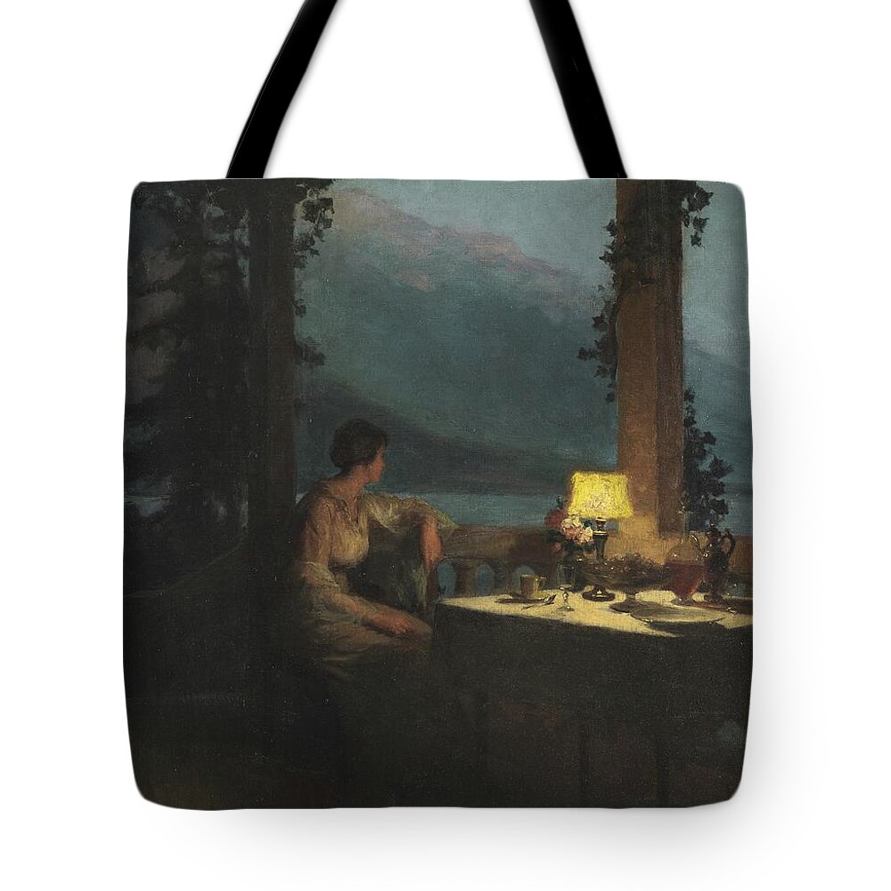 Night Tote Bag featuring the painting The Terrace, Annecy by Marcel Rieder