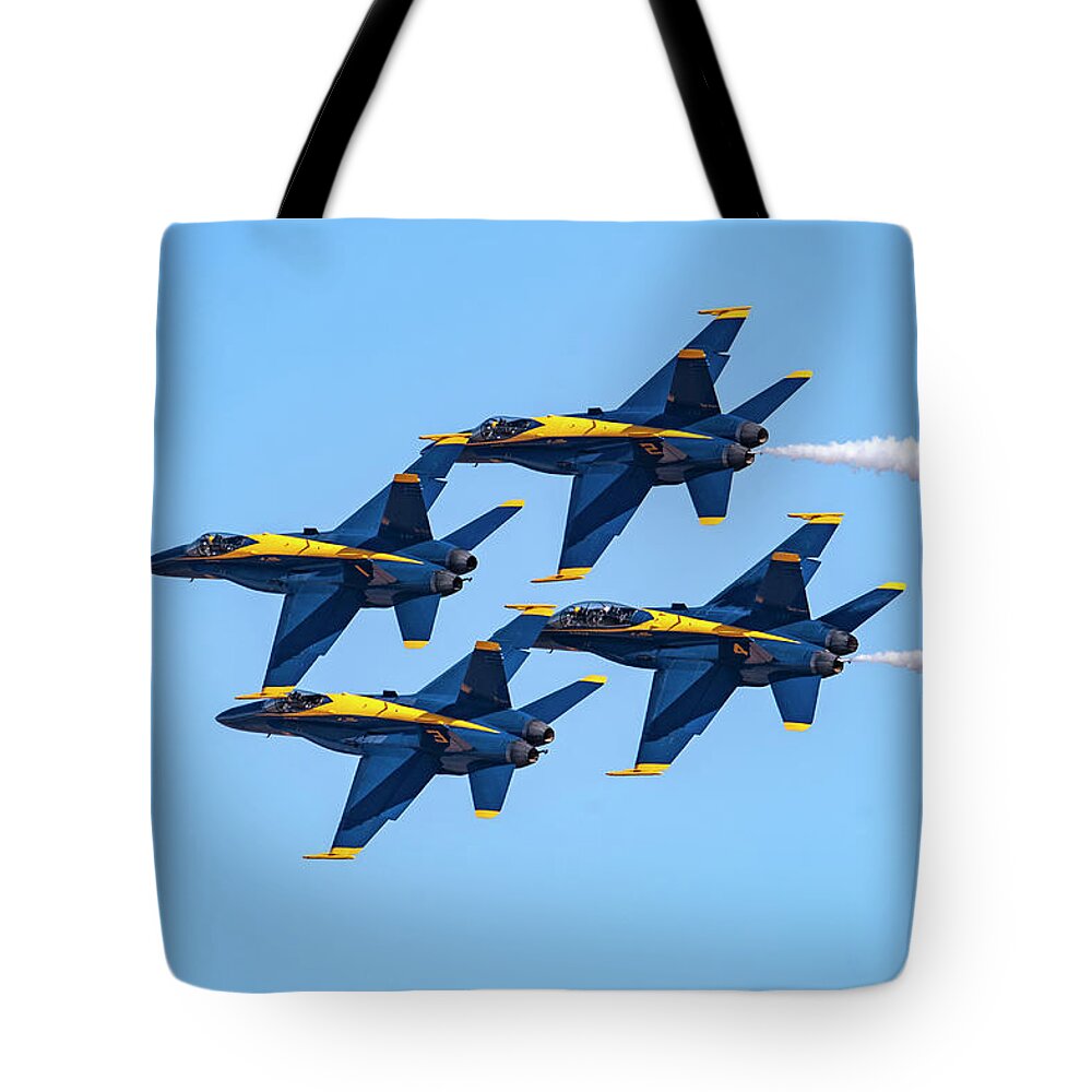 U.s. Navy Blue Angels Tote Bag featuring the photograph The U.S. Navy Blue Angels by Erik Simonsen
