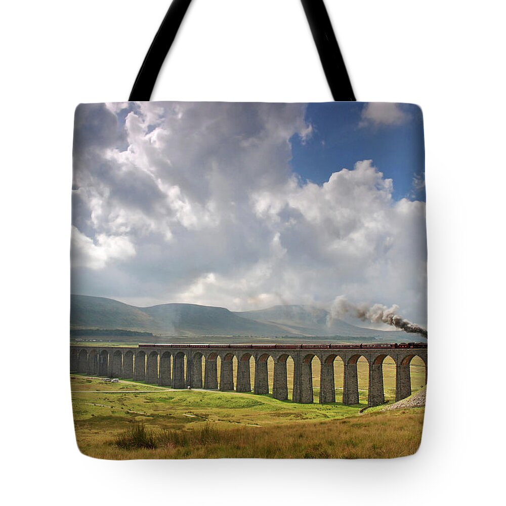 Tranquility Tote Bag featuring the photograph The Viaduct At Ribblehead by D W Horner
