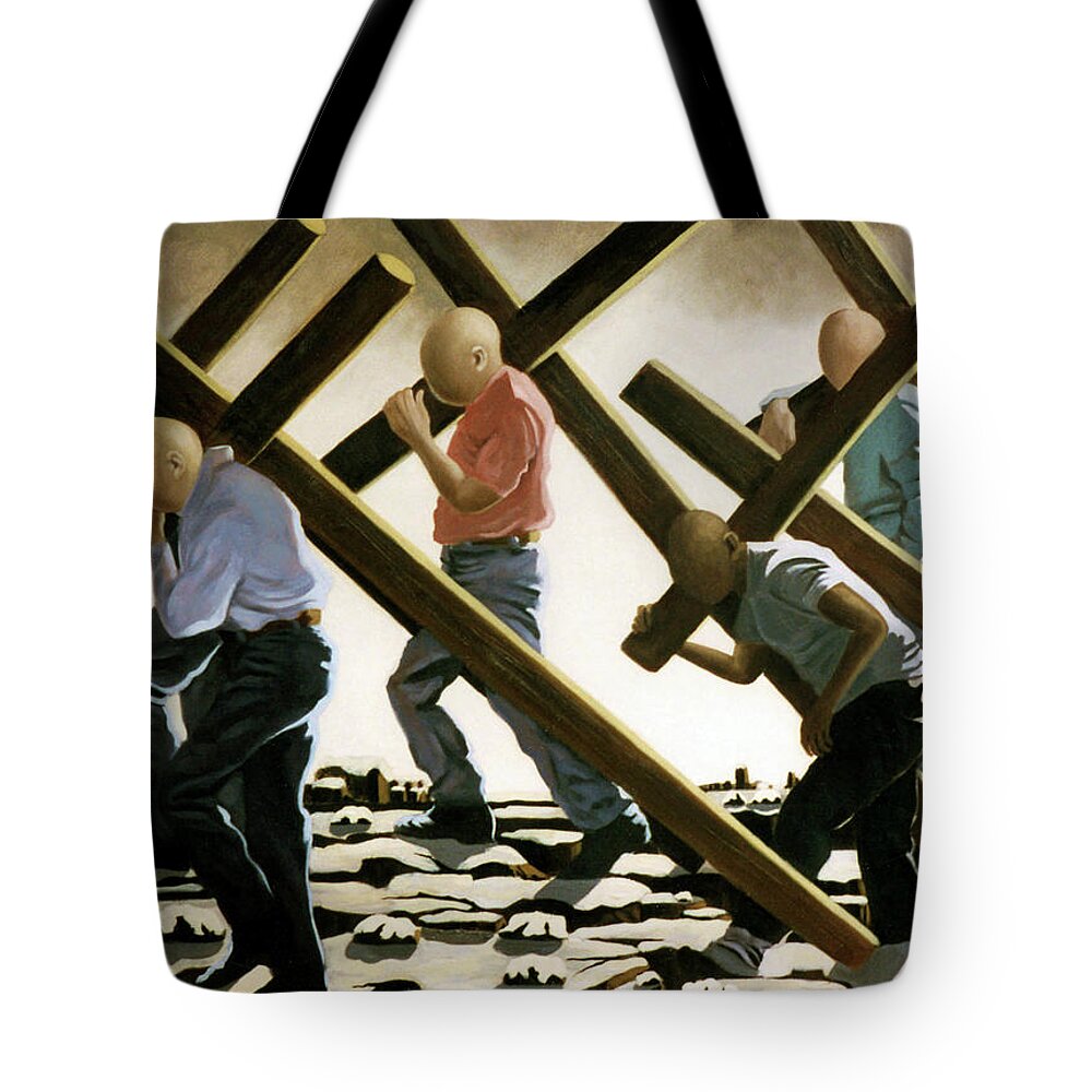 Surreal Tote Bag featuring the painting The Walk by Anthony Falbo