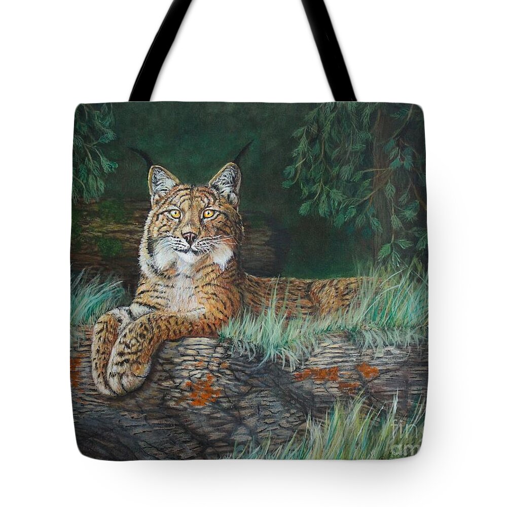 Cat Tote Bag featuring the painting The Wild Cat by Bob Williams