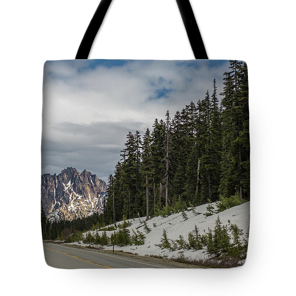 Mountain Tote Bag featuring the photograph A mountain at the end of the road, North Cascades National Park, Washington by Julieta Belmont