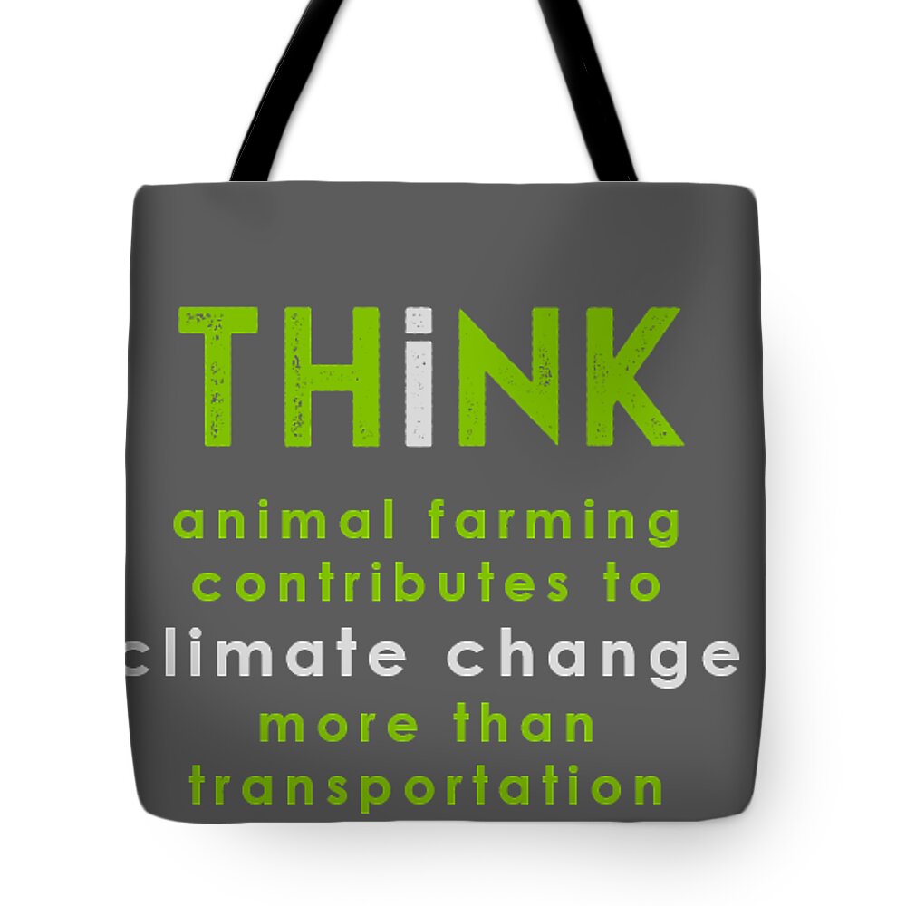  Tote Bag featuring the drawing THINK climate change - green and gray by Charlie Szoradi