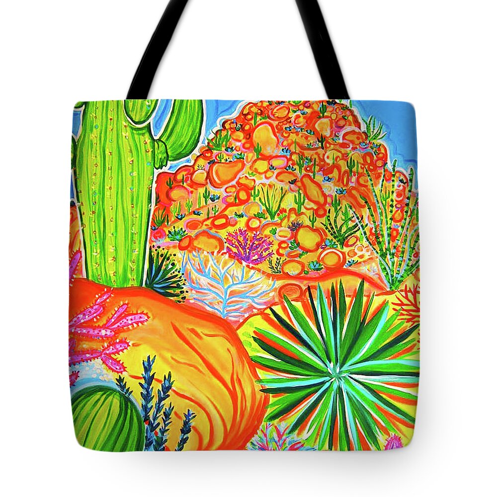 Rachel Houseman Tote Bag featuring the painting Thompson Peak Cactus by Rachel Houseman