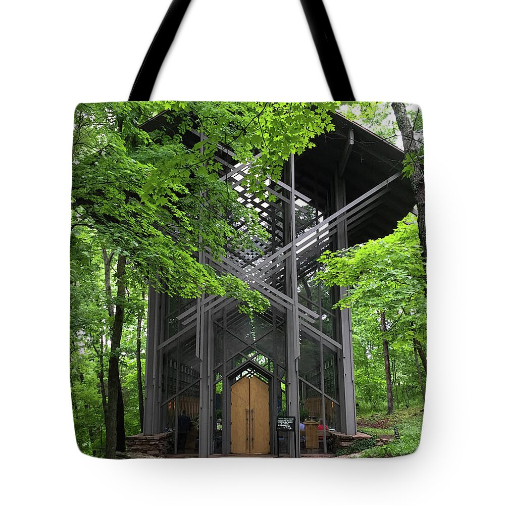 Chapel Tote Bag featuring the photograph Thorncrown Chapel by Mary Anne Delgado