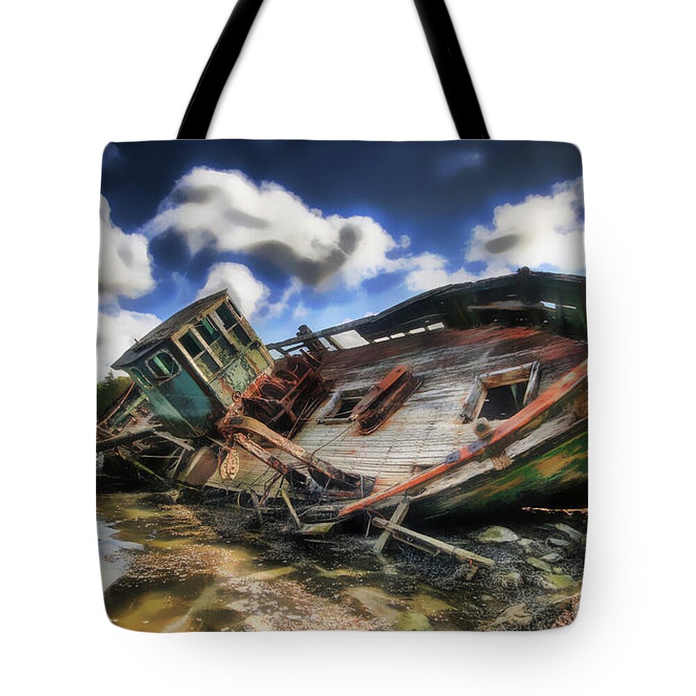 Boat Tote Bag featuring the mixed media Three Hour Tour by Marvin Blaine