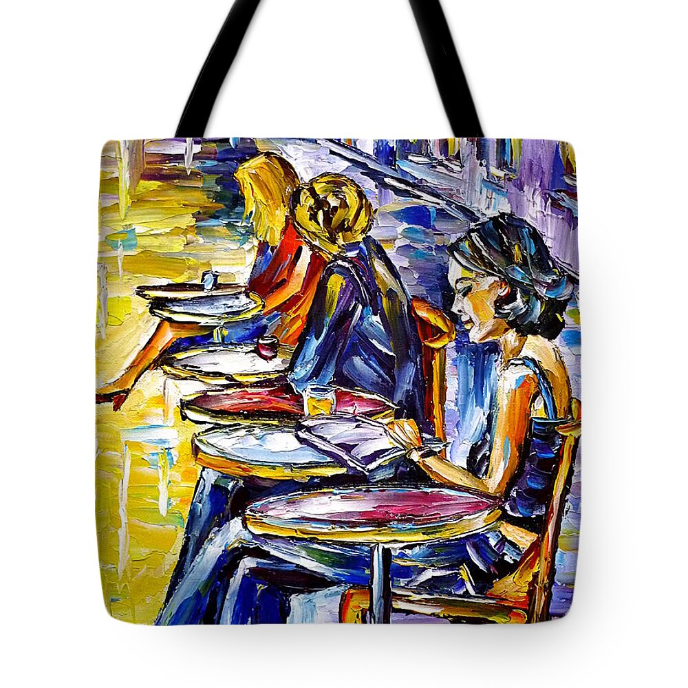 I Love Paris Tote Bag featuring the painting Three Parisiennes by Mirek Kuzniar