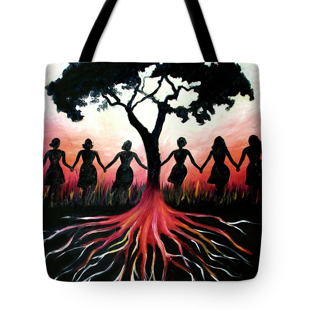Folk Tote Bag featuring the painting Thriving by PushPullArts Inc