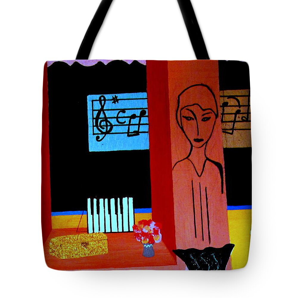 Paris France Apartment Music French France Tote Bag featuring the painting Thursday on rue Cadet by Bill OConnor