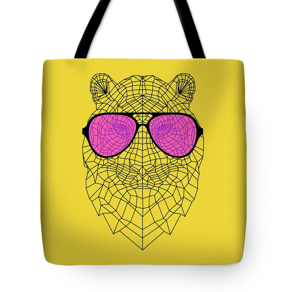 Tiger Tote Bag featuring the digital art Tiger in Pink Glasses by Naxart Studio