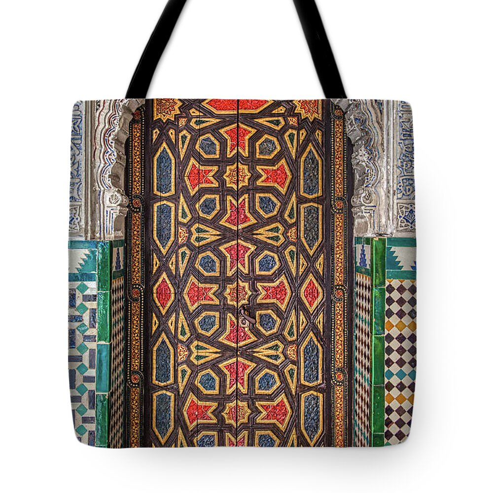 Door Tote Bag featuring the photograph Tiled Door of Sevilla by David Letts