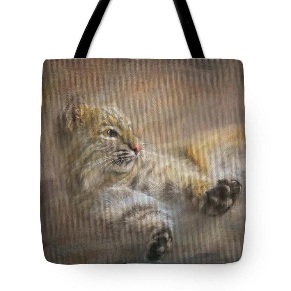 Bobcat Tote Bag featuring the painting Time To Rise and Shine by Jai Johnson