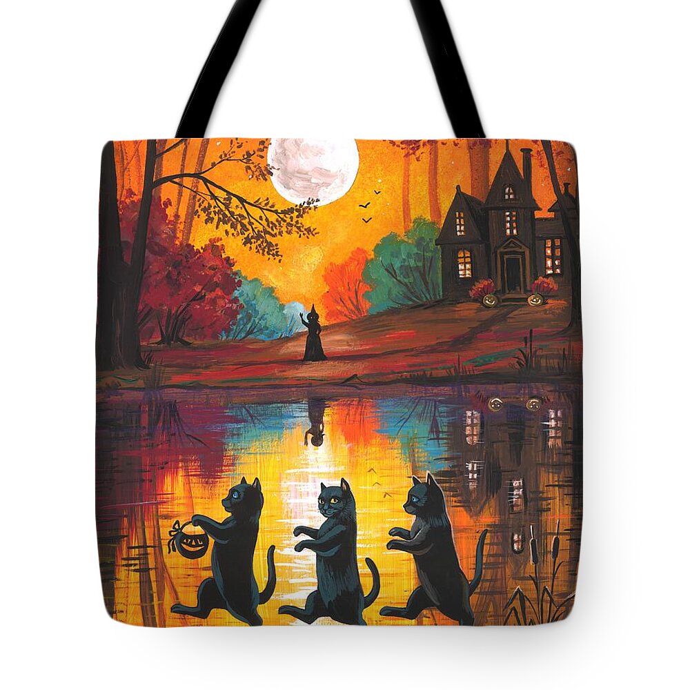 Print Tote Bag featuring the painting To Grandmother's House We Go by Margaryta Yermolayeva