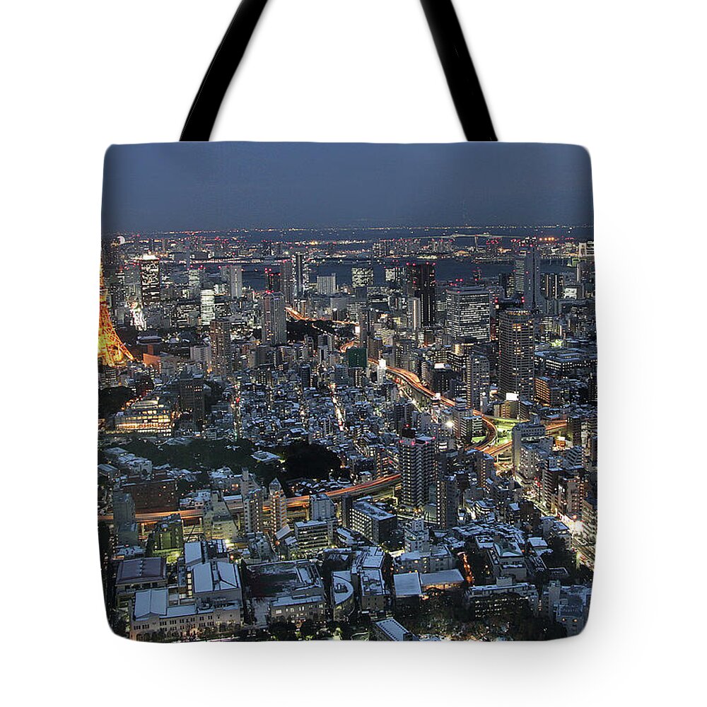 Tokyo Tower Tote Bag featuring the photograph Tokyo City View by Gulfu Photography