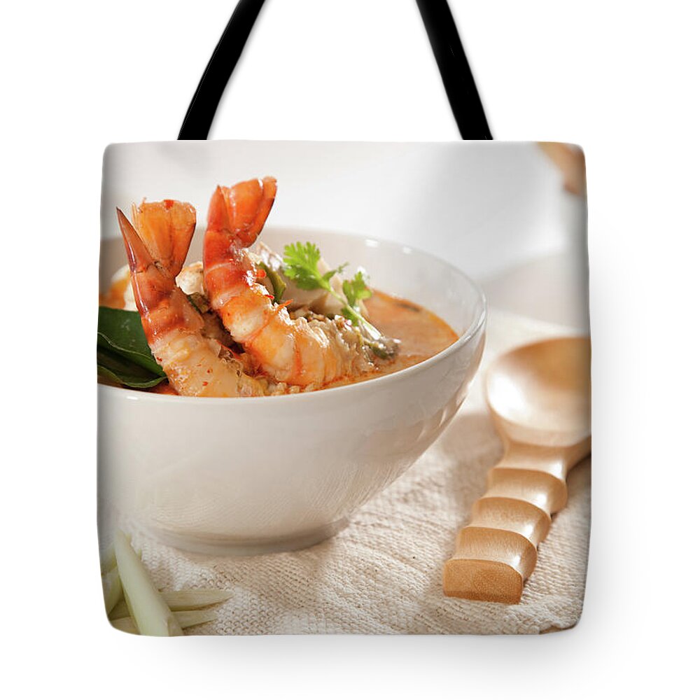 Prawn Tote Bag featuring the photograph Tom Yum Kung Soup by Shutterworx