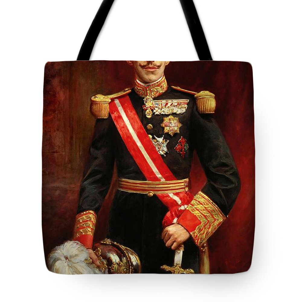 Alfonso Xiii Of Spain Tote Bag featuring the painting Tomas Martin y Rebello / 'Alfonso XIII of Spain', 1915, Oleo sobre lienzo. TOMAS MARTIN Y REGELLO. by Tomas Martin y Rebello -20th cent -
