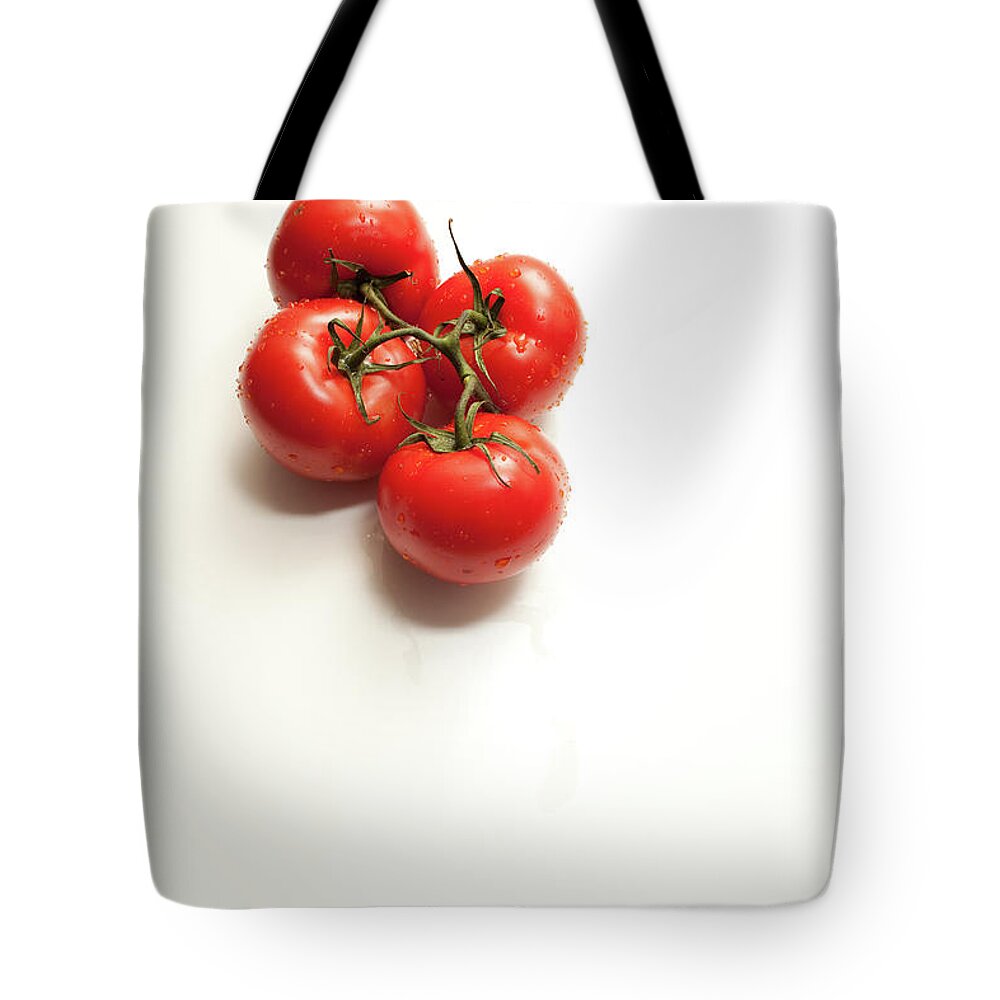 White Background Tote Bag featuring the photograph Tomatoes by Beverly Logan