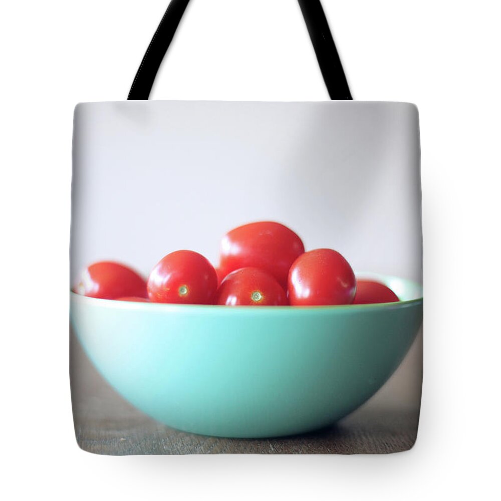 Round Rock Tote Bag featuring the photograph Tomatoes by Rachel Place