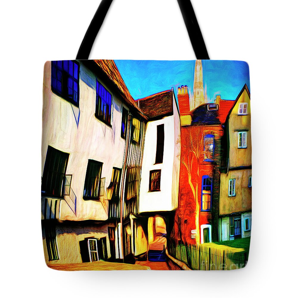 Nag005323 Tote Bag featuring the digital art Tombeland Alley by Edmund Nagele FRPS