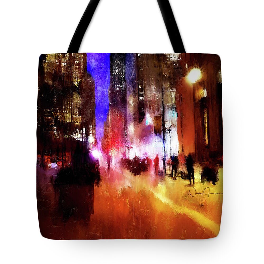 Torontoart Tote Bag featuring the digital art Toronto Downtown Impressions by Nicky Jameson